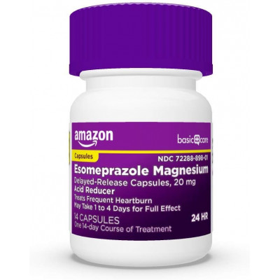 Amazon Basic Care Esomeprazole Magnesium Delayed Release Capsules, 20 mg, Acid Reducer, 14 Count