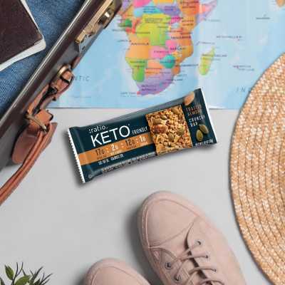 :ratio KETO Friendly Crunchy Bars, Toasted Almond, Gluten Free Snack, 4 ct