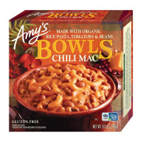 Amy's Frozen Meals, Chili Mac and Cheese Pasta Bowl, Made With Organic Rice Pasta, Tomatoes and Beans, Gluten Free Microwave Meals, 9 Oz