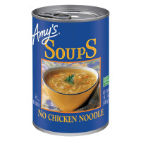 Amy's Soup, Vegan No Chicken Noodle Soup, Gluten Free, Made With Organic Noodles, Vegetables and Tofu, Canned Soup, 14.1 Oz