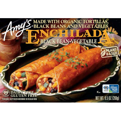 Amy's Frozen Meals, Vegan Black Bean and Vegetable Enchilada, Made With Organic Tortillas, Gluten Free Microwave Meals, 9.5 Oz