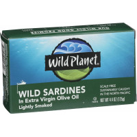 Wild Planet Wild Sardines in Extra Virgin Olive Oil, Sea Salt, Lightly Smoked, Tinned Fish, Sustainably Wild-Caught, Non-GMO, Kosher, GLuten Free, Keto and Paleo, 4.4 Ounce Single Unit