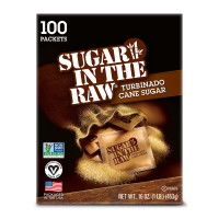 Sugar In The Raw Granulated Turbinado Cane Sugar On The Go Packets, Pure Natural Sweetener, Hot & Cold Drinks, Coffee, Cooking, Baking, Vegan, Gluten-Free, Non-GMO, 100 Count Packets (1-Pack)
