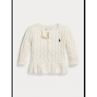 Cable Cotton Peplum Cardigan